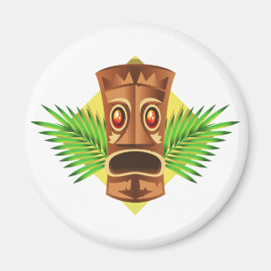 Íman Estátua tropical terrificando de Tiki com palmas