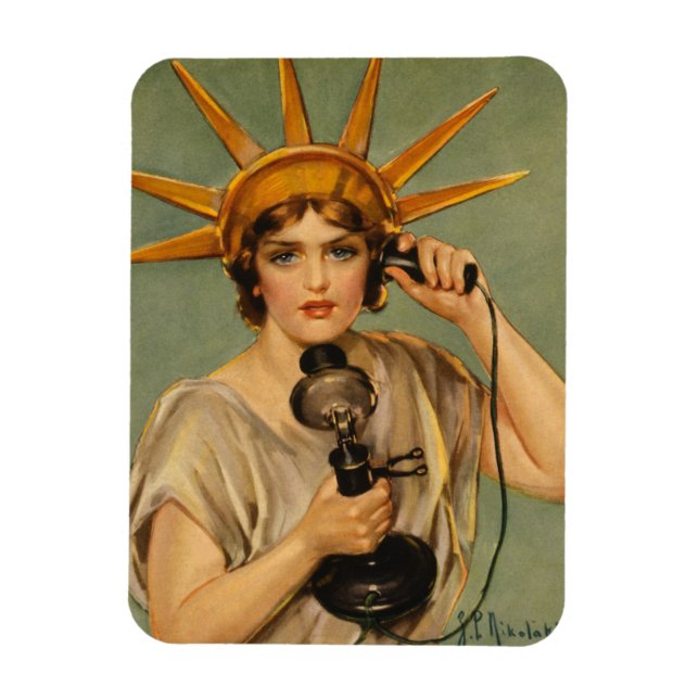 Íman Estátua Vintage da Liberdade, Anúncio de Guerra Pa (Vertical)