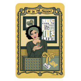 Íman Esteja no Presente_C_4x6 Ímã de Geladeira