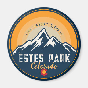 Íman Estes Park Colorado Mountain Retro Sunset Skiing