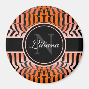 Íman Estética Elegante Estampa de Tigre Laranja e Preto