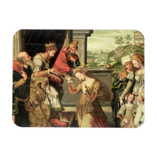 Íman Esther antes do rei Ahasuerus com o Haman que est