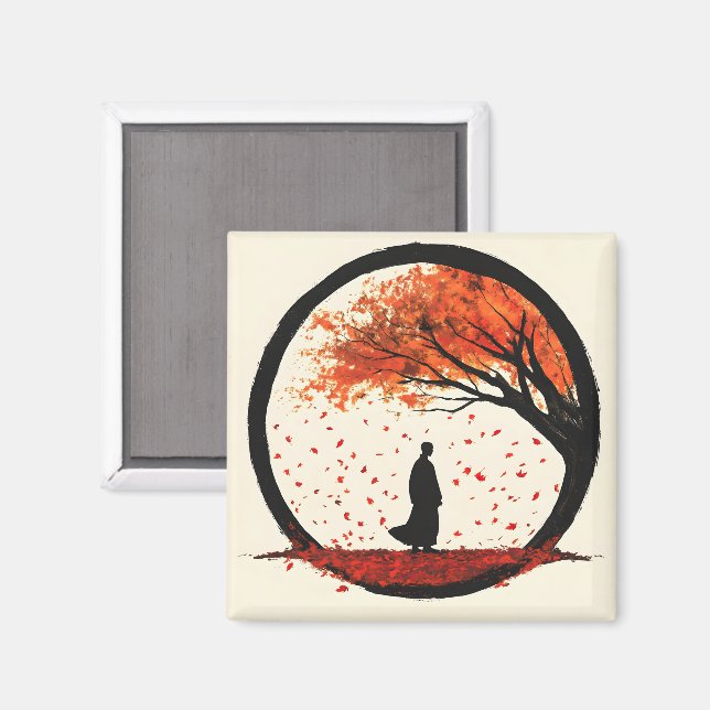 Íman Estilidade Círculo Zen Folhas de outono (Front/Back)