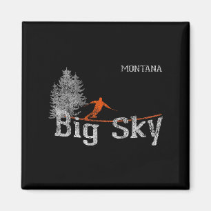 Íman Estilo 1980 Big Sky Montana Vintage Skiing T Shirt