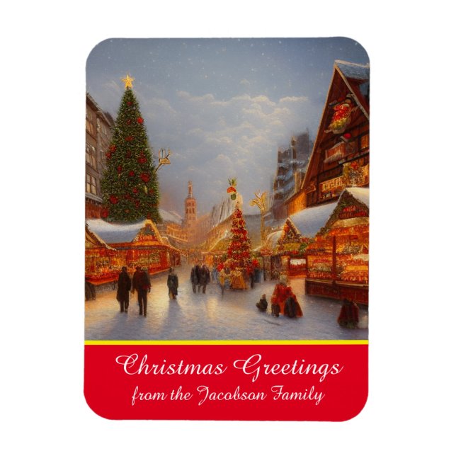 Íman Estilo alemão Mercado de Natal Saudações Kitsch (Vertical)