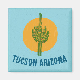 Íman Estilo Blockprint Tucson Arizona Cacto Saguaro
