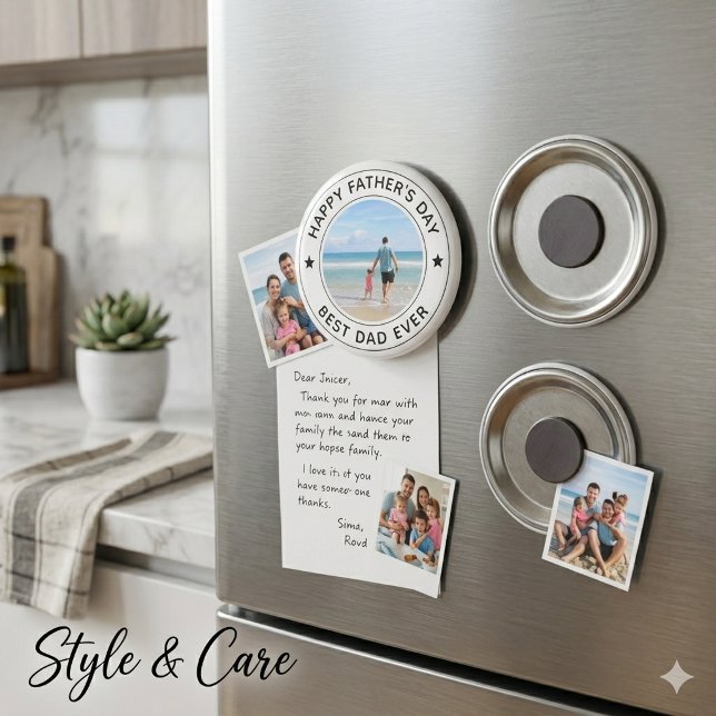 Íman Estilo Clássico Dia dos Pais Branco Elegante (Classic Style Fathers Day White Stylish Magnet)