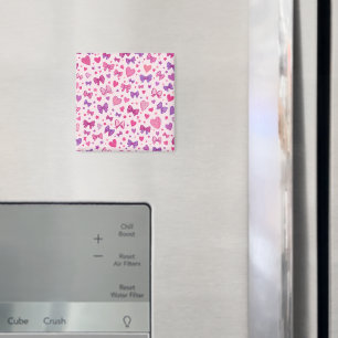 Íman Estilo Coquete Rosa Roxo Laço & Coração Padrão