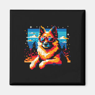 Íman Estilo de Arte de Pixel de Cachorro legal Natal