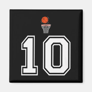 Íman Estilo de Basquete 10 Número Premium Branco Vintag