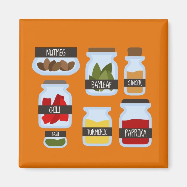 Íman Estilo de cozinhar de jarros de especiarias colori (Frente)