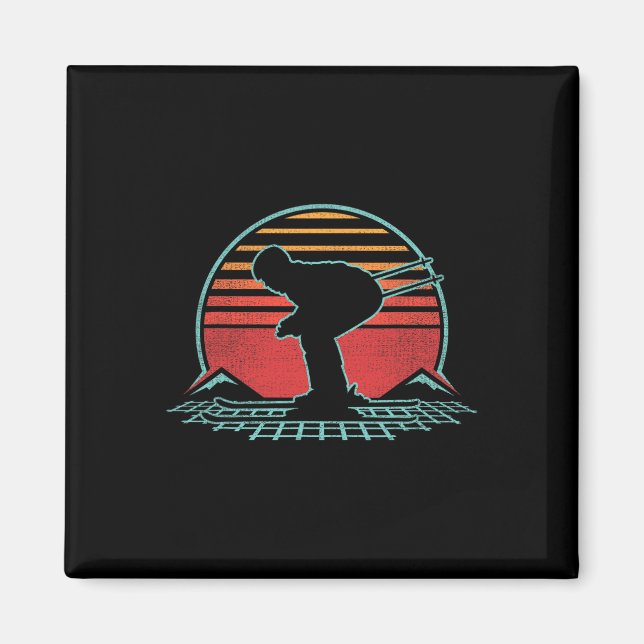 Íman Estilo de Estilo de Imagem Retroativa de Esqui 80s (Frente)