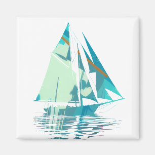 Íman Estilo de silhueta de ilustração da pesca de barco