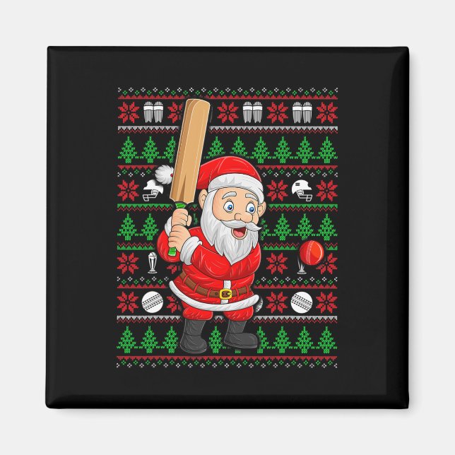 Íman Estilo de Suéter Feio de Natal Papai Noel Jogando  (Frente)