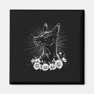 Íman Estilo de Tatuagem do Cão-Pinscher-Doberman Retro