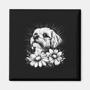 Íman Estilo de Tatuagem Sobrevoar o Cão Retro Maltês _1