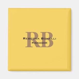 Íman Estilo de Tendência Monograma Simples Amarelo Simp