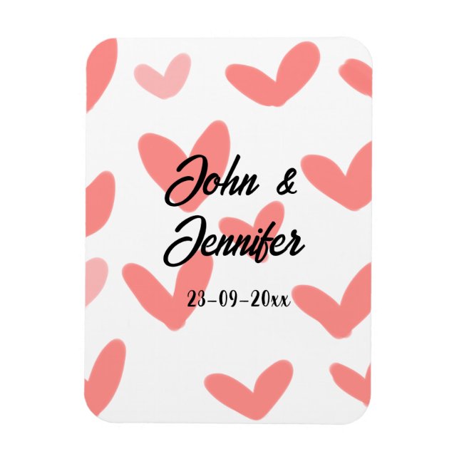 Íman estilo de texto simples e branco, coração vermelho (Vertical)