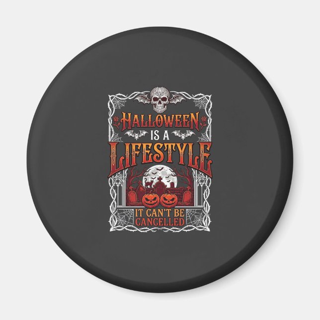 Íman Estilo de Vida de Halloween Morcego Caveira Cemité (Frente)