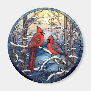 Íman Estilo de Vidro Arrependido das Aves de Natal Card