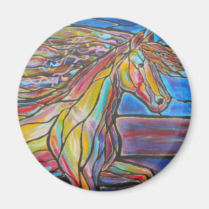 Íman "Estilo do mosaico/vitral da arte do cavalo da