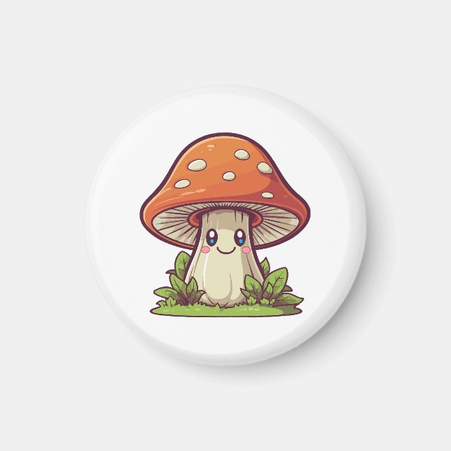 Íman Estilo kawaii fofo, coleta de cogumelos (Frente)