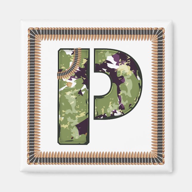 Íman Estilo Militar - Letra P (Frente)