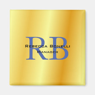 Íman Estilo Moderno Monograma Minimalista Cor Dourada S