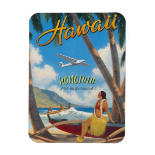 Íman Estilo Vintage Havaiano Viagem Honolulu Garota Hul