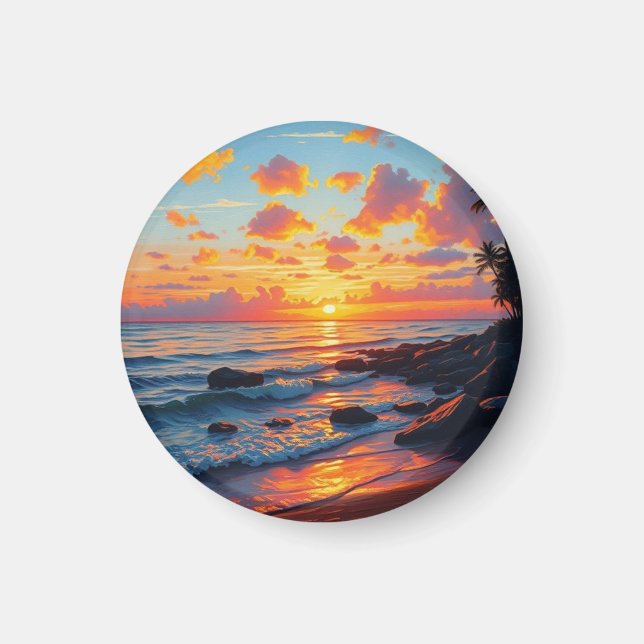 Íman Estilo Vintage na costa Viagem Havaiana Sunset (Frente)