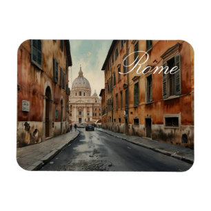 Íman Estilo Vintage Roma Viagem Italiana Aquarela