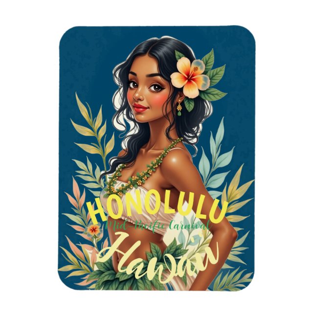 Íman Estilo Vintage Viagem Honolulu Médio Havaiano - Pa (Vertical)