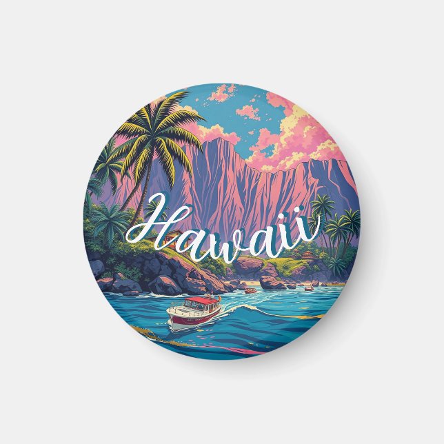 Íman Estilo Vintage Viagem Honolulu Médio Havaiano - Pa (Frente)