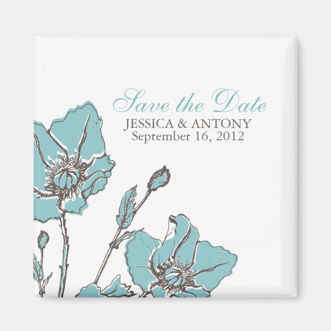 Íman Estilos Azuis para Casamento (Frente)