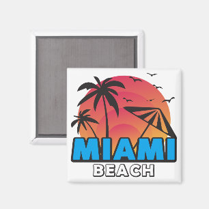 Íman Estiloso Retro Viagem à Praia de Miami 