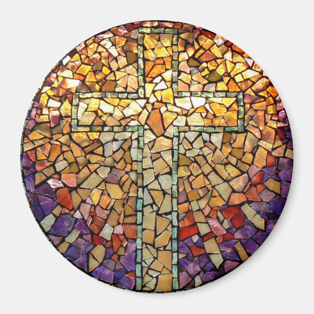 Íman Estipulado de vidro Mosaico "Cross" (Frente)
