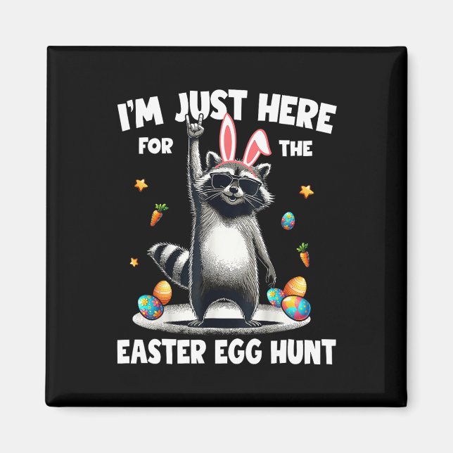 Íman Estou aqui para a Caçadora de Ovos de Páscoa Bunny (Frente)