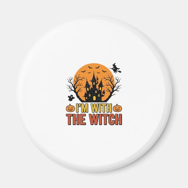 Íman Estou Com A Bruxa Design de Castelo de Halloween V (Frente)