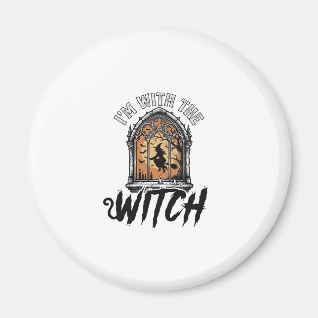 Íman Estou Com A Bruxa Vintage Halloween (Frente)
