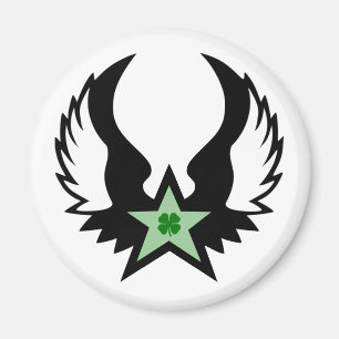 Íman estrela alada com trevo de quatro folhas