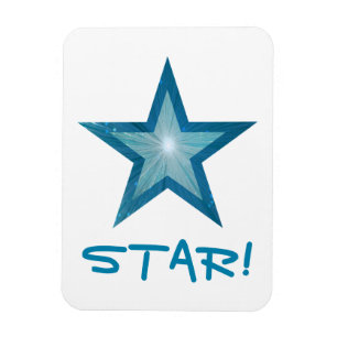 Íman Estrela azul "ESTRELA!" branco flexível do ímã