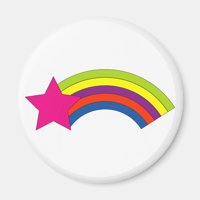 Íman Estrela Cor de Rosa Arco-Íris Colorida (Frente)