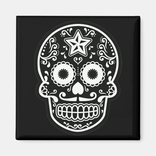 Íman Estrela de Açúcar Preto e Branco (Frente)