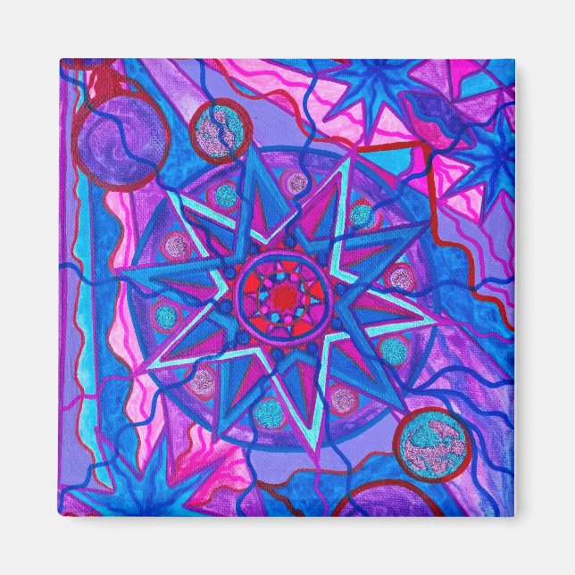 Íman "Estrela de Alegria" Magnet Quadrado de 2 Polegada (Frente)