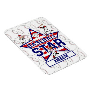 Íman Estrela de Baseball Personalizada e listras