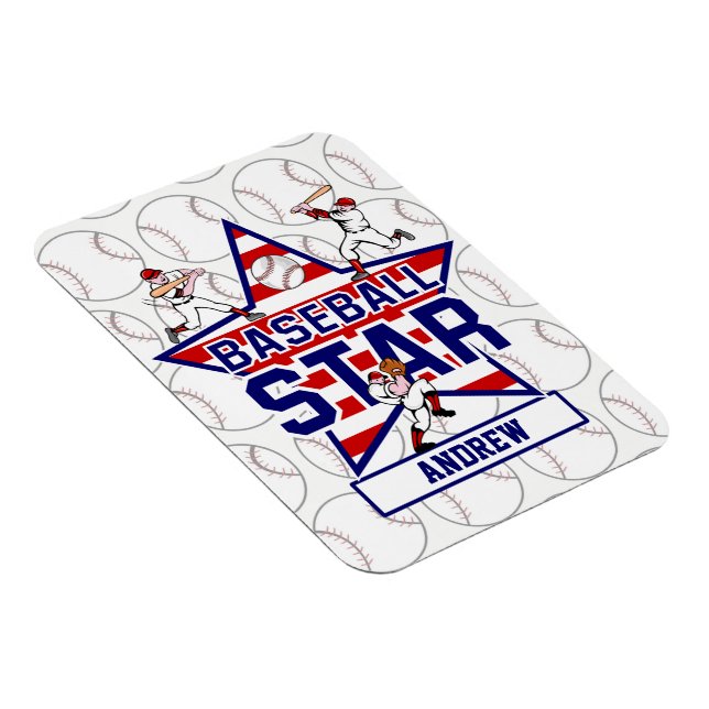 Íman Estrela de Baseball Personalizada e listras (Lado Direito)