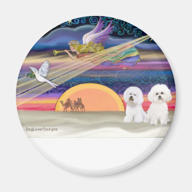 Íman Estrela de Natal - Bichon Frise (dois) (Frente)