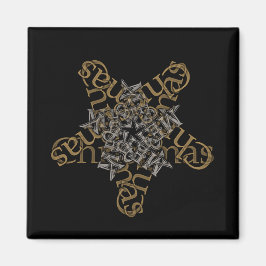 Íman Estrela de Natal Dourada e prateada em preto e bra