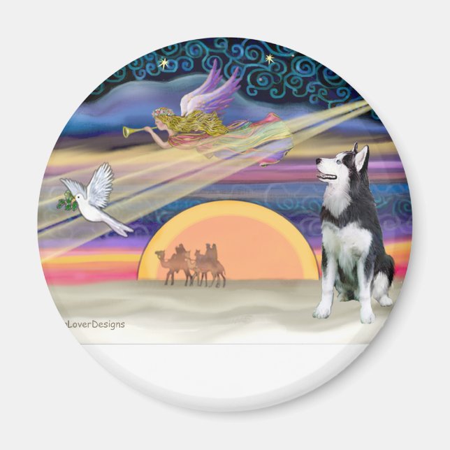 Íman Estrela de Natal - Husky Siberiano 1 (Frente)