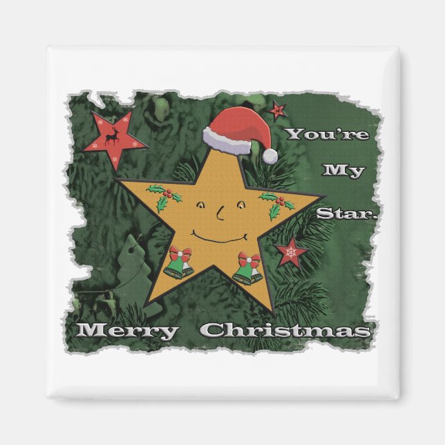 Íman Estrela de pão de Natal feliz (Frente)